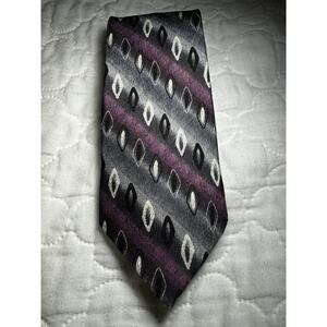 Stefano Milano Men Tie Purple Pattern 100% Silk Made In Italy
